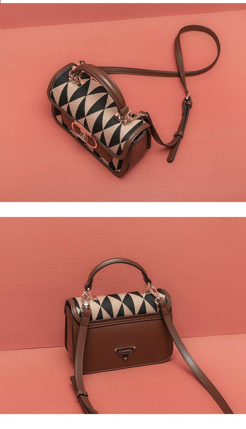 Classic plaid diagonal cross square bag