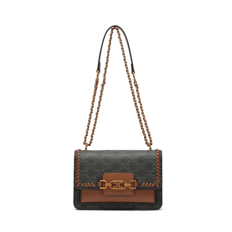 Printed crossbody bag - coffee color