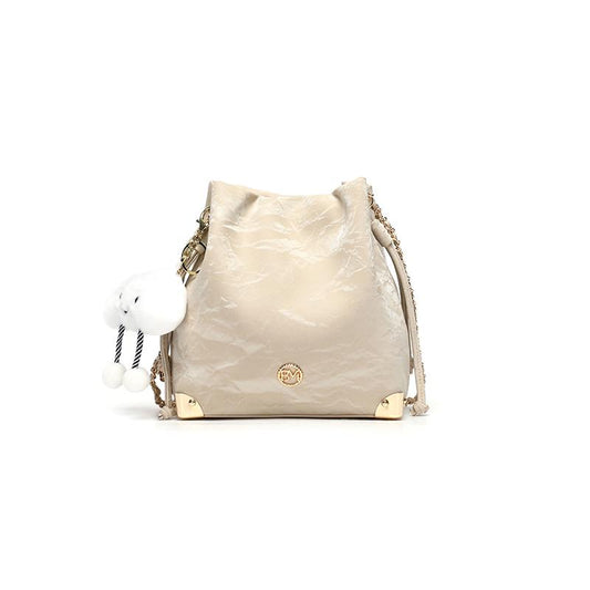 Single shoulder crossbody bucket bag