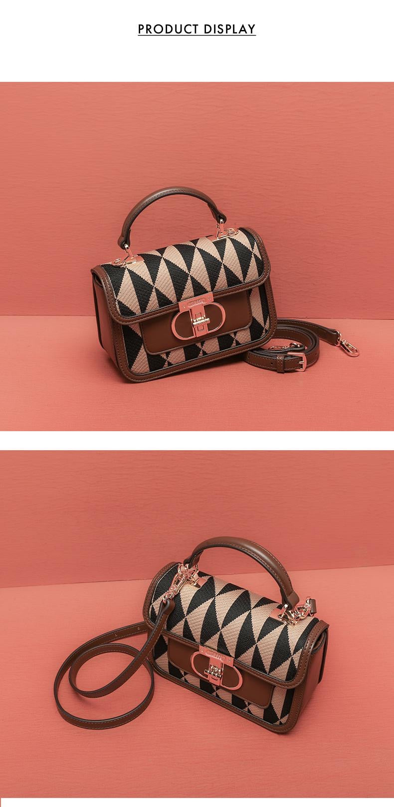 Classic plaid diagonal cross square bag