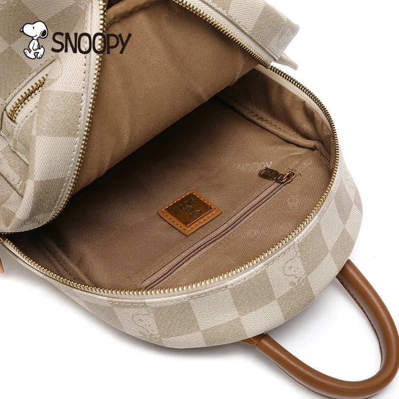 Snoopy minimalist checkerboard large capacity backpack