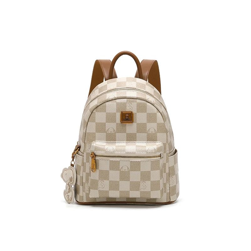 Snoopy minimalist checkerboard large capacity backpack