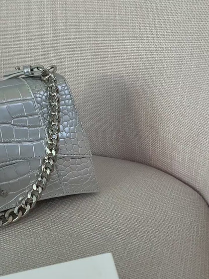 Crocodile patterned hourglass bag